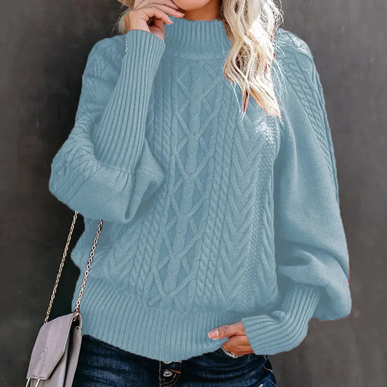 Retro Twist Loose Long Sleeve Knitted Solid Color Sweater