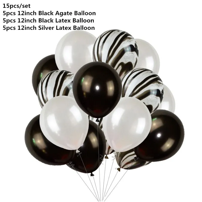 Black Gold Happy Birthday Banner Balloons Helium Number Foil Balloon for Baby Boy Kids Adult 18 30 Birthday Party Decorations