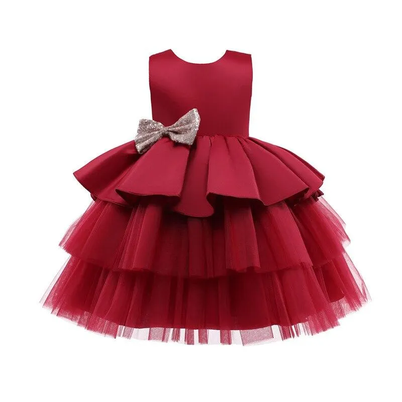Toddler Girls Tulle Princess Dress 1-5 Year Kids Baby Elegant Wedding Tutu Prom Children Communion Formal Evening Party Clothes