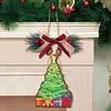 DIY Diamond Painting Christmas  Wooden Christmas Charms Decorations Santa Pendant Kits