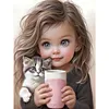 >SALE<5D DIY Full Round Drill Diamond Painting Sweet Girl Kit Home Decoration 30x40cm