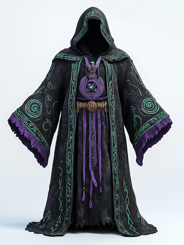 Wiccan Robe Pattern Hooded witchcraft rune robe 6c25