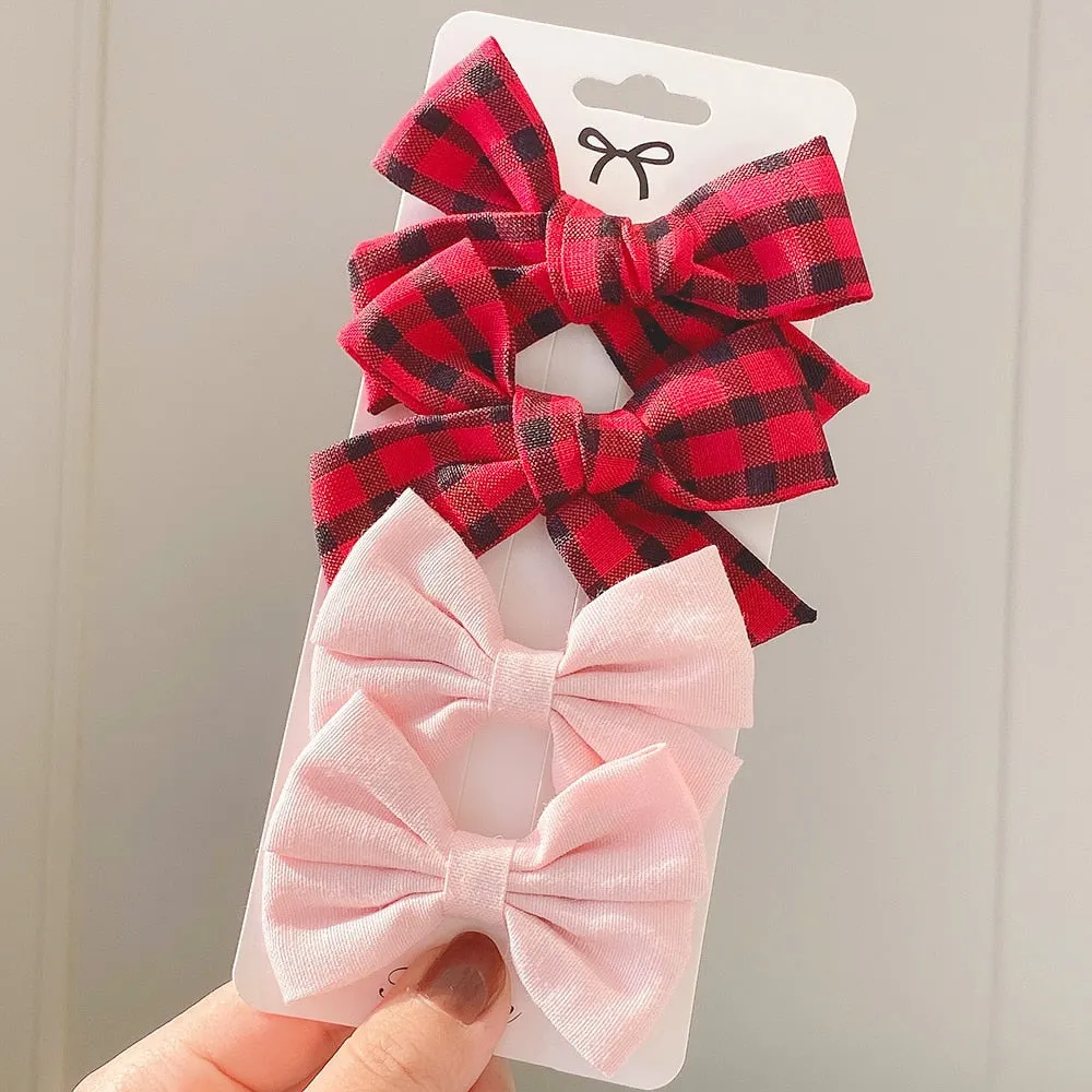 4Pcs/set 2021 New Leopard Print Hair Clips For Cute Girls BB Boutique Hairpins Bowknot Barrettes Headwear Kids Hair Acesssories