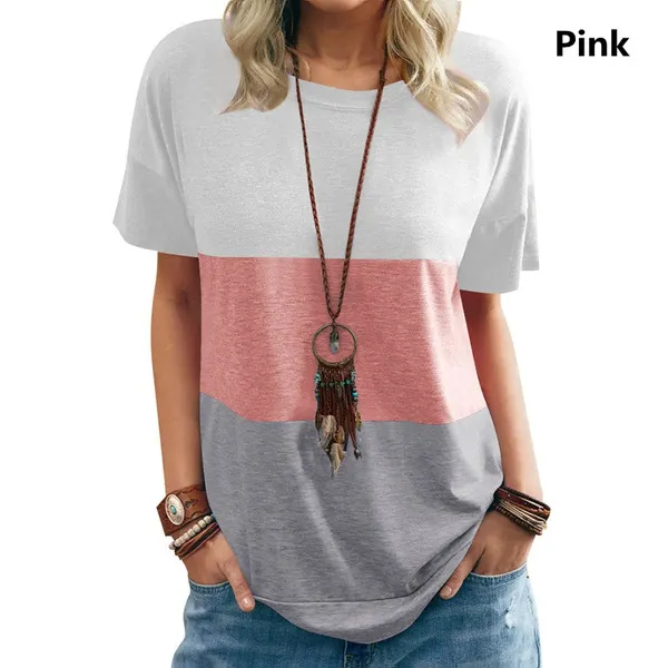 Women Casual Short Sleeve O-Neck Loose Tshirt Summer Tee Tops Plus Size XS-5XL