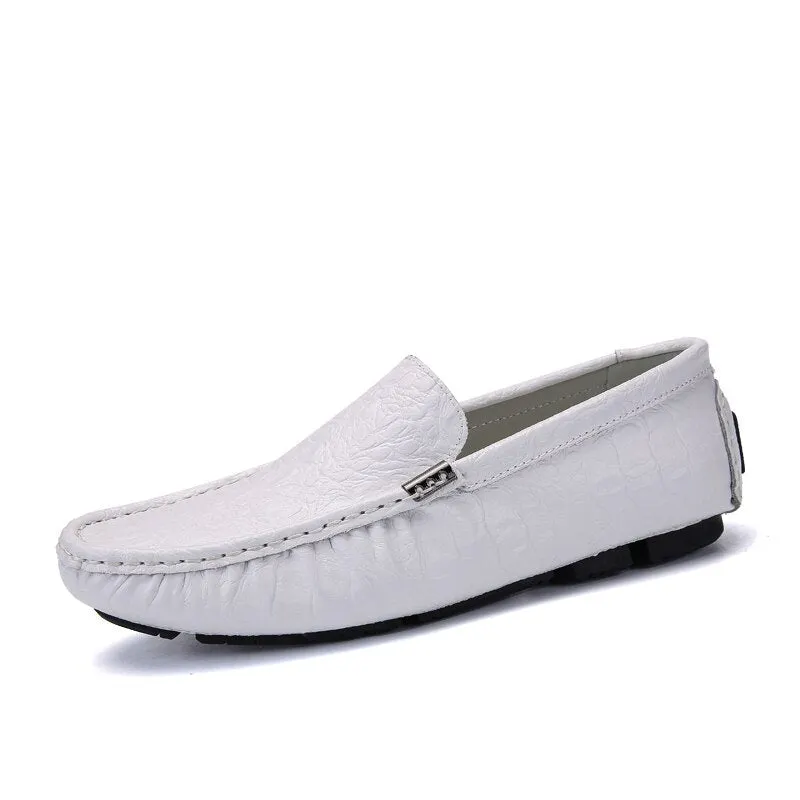 Men's Casual Shoes Luxury Brand 2020 Crocodile Leather Italian Loafers Men Moccasins Slip on Boat Shoes Plus Size 38-47 BTMOTTZ