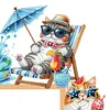 (US Local)Cat DIY Wooden Diamond Painting Door Topper Right Angle Sign for Party (Right)