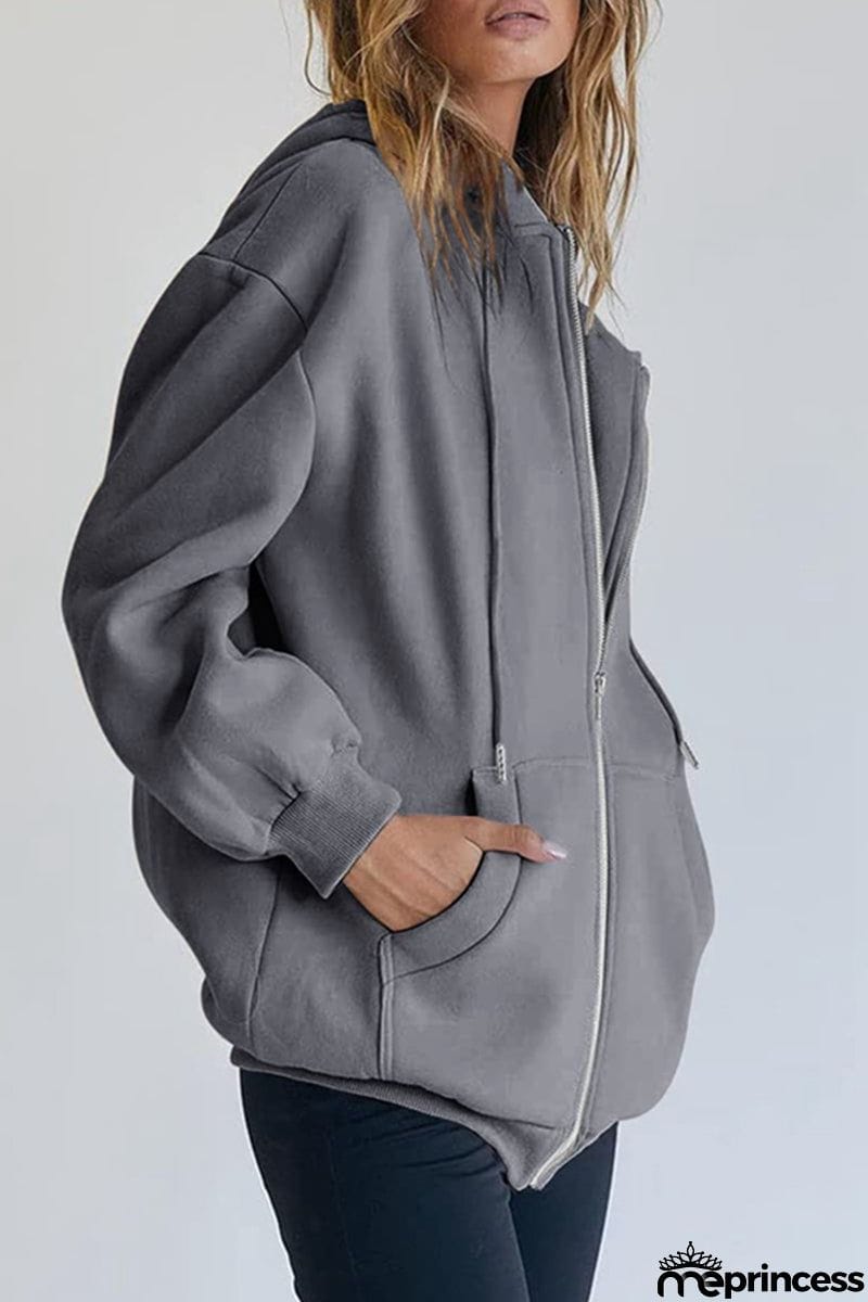 Casual Sportswear Solid Pocket Hooded Collar Outerwear