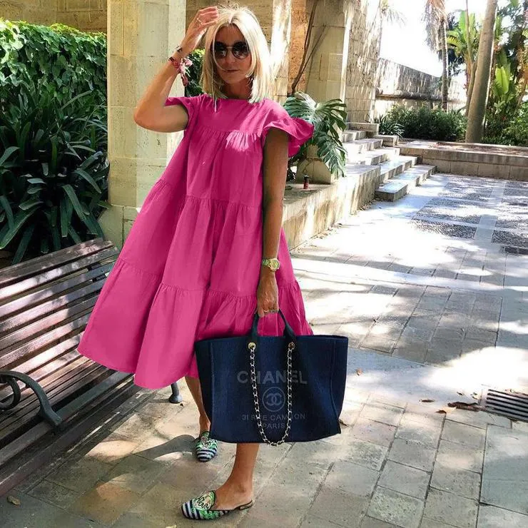 Brownm Casual Slouchy Sweet Vacation Dress Dresses