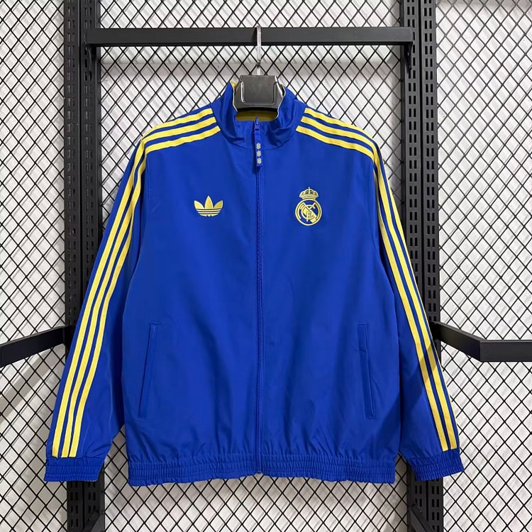 2026-27 Real Madrid Blue and Yellow New Year Collaboration Reversible Trench Coat