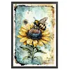 (Big Size)Bee On Sunflower - 11CT Stamped Cross Stitch - 40*60cm - Animal