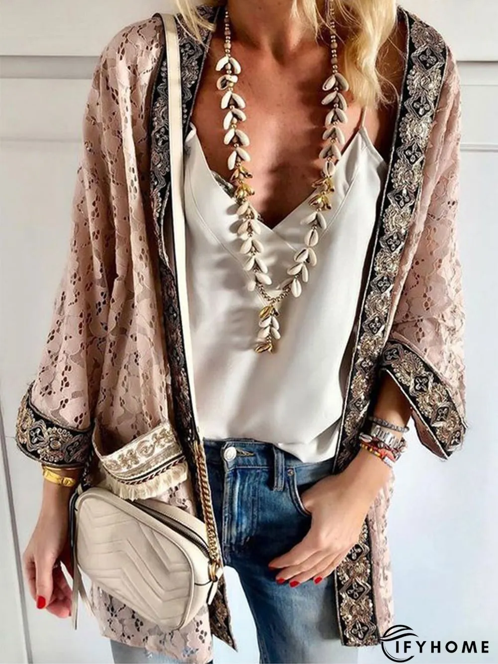 Naked Pink Cotton-Blend 3/4 Sleeve Coat | IFYHOME