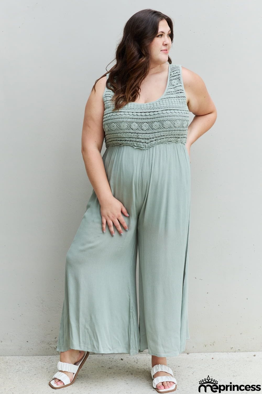 HEYSON Watch Me Full Size Crochet Detail Jumpsuit