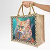 Diamond Painting Cat Linen Tote Bag Replaceable Canvas for Women