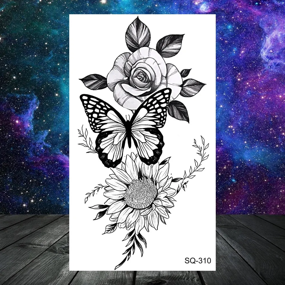 3D Universe Planet Temporary Tattoos For Women Adult Kids Girl Lotus Moon Outer Space Fake Tattoo Neck Arm Hands Small Tatoos