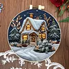Xmas House-DIY Embroidery Kit with Pattern Cotton Threads Needles Hoop 30*30cm/11.81*11.81in
