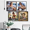 4 PCS Girl - Full Embroidery 2 Strands 14CT Stamped Cross Stitch - 40*40CM