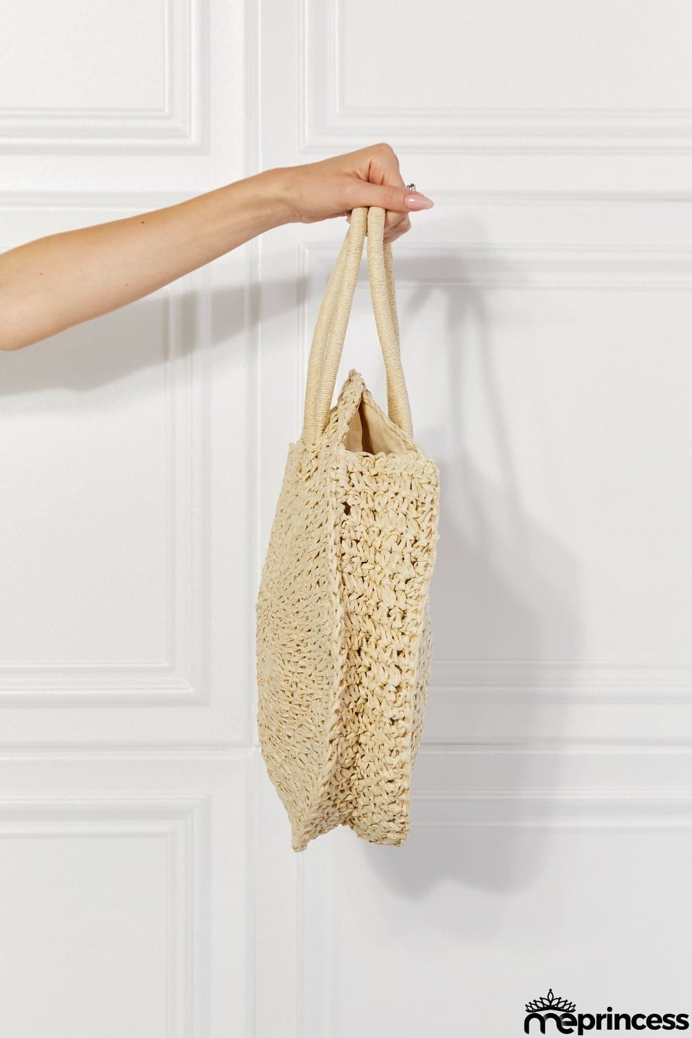 Justin Taylor Beach Date Straw Rattan Handbag in Ivory