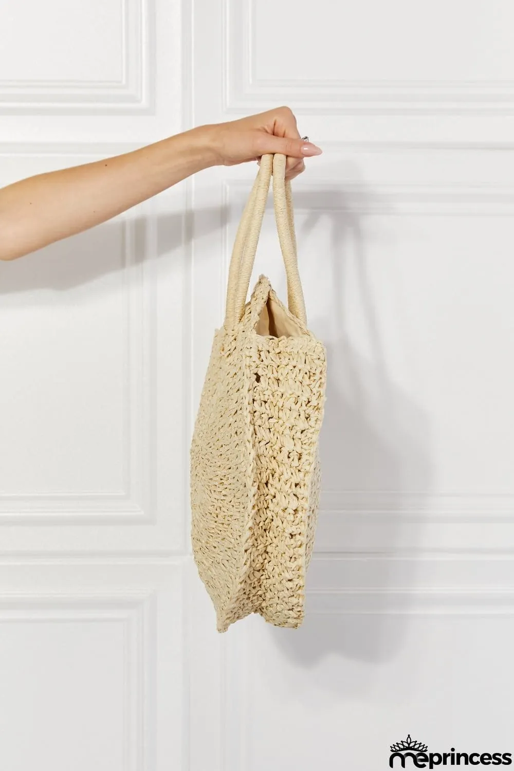 Justin Taylor Beach Date Straw Rattan Handbag in Ivory