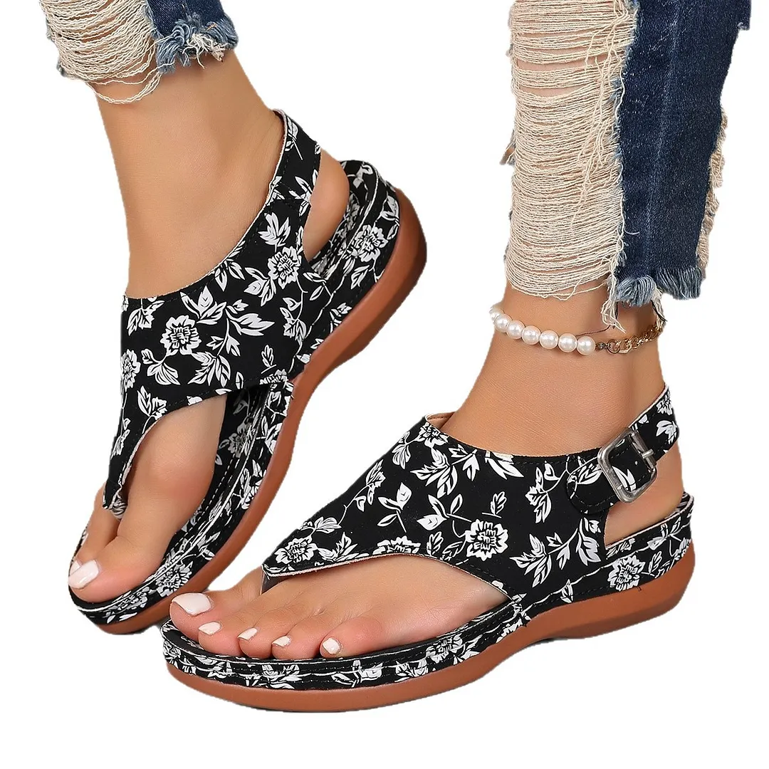 Yyvonne Word Sandals Women 20255 National Wind Embroidery Flowers After Buckle With Slopes And Sandals