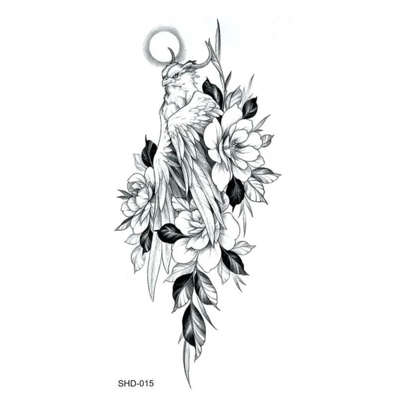 Three styles Grey Flower/bird/ghost Women/snake Waterproof Temporary Tattoos Men Temporary Tatoo Sticker Fake Tattoo Sleeves