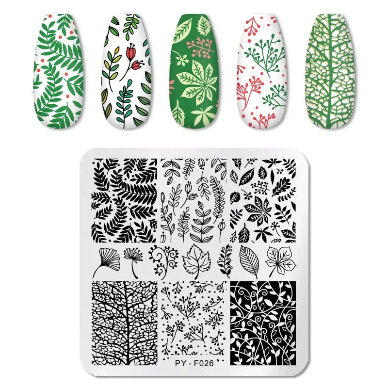 PICT YOU Nail Stamping Plates Flower Plant Pattern Nail Art Plate Stencil Stainless Steel Line Pictures Theme Image Plates Mold-Nail Inspo