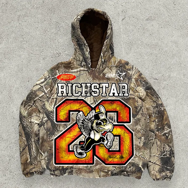 Casual Rich Star 2025 Forest Print Long Sleeve Hoodies