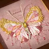 3D DIY Bead Embroidery Butterfly Home Decor Gift Tabletop Display Frame Kit(Include Embroidery Hoop)