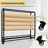 [US Local Warehouse] Fabric Roll Storage Rack with Wheel Large Textile Fabric Display Rack Floor-To-Ceiling Adjustable Hanging Rod Bracket Display Shelf Movable Organizer Holder for Curtain/Wallpaper/Tablecloth