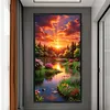 (Big Size)Landscape At Sunset - 11CT Stamped Cross Stitch - 40*70cm - Natural