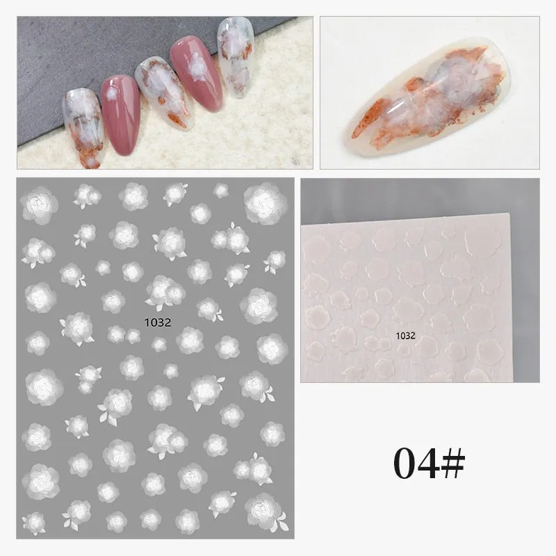 1 Sheet Christmas 5D Nail Stickers Gold And Sliver Snowflakes Transfer Nail Decals Slider Decoration For Manicuries