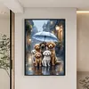 Rainy Umbrella Puppy-11CT Stamped Cross Stitch 40*60cm