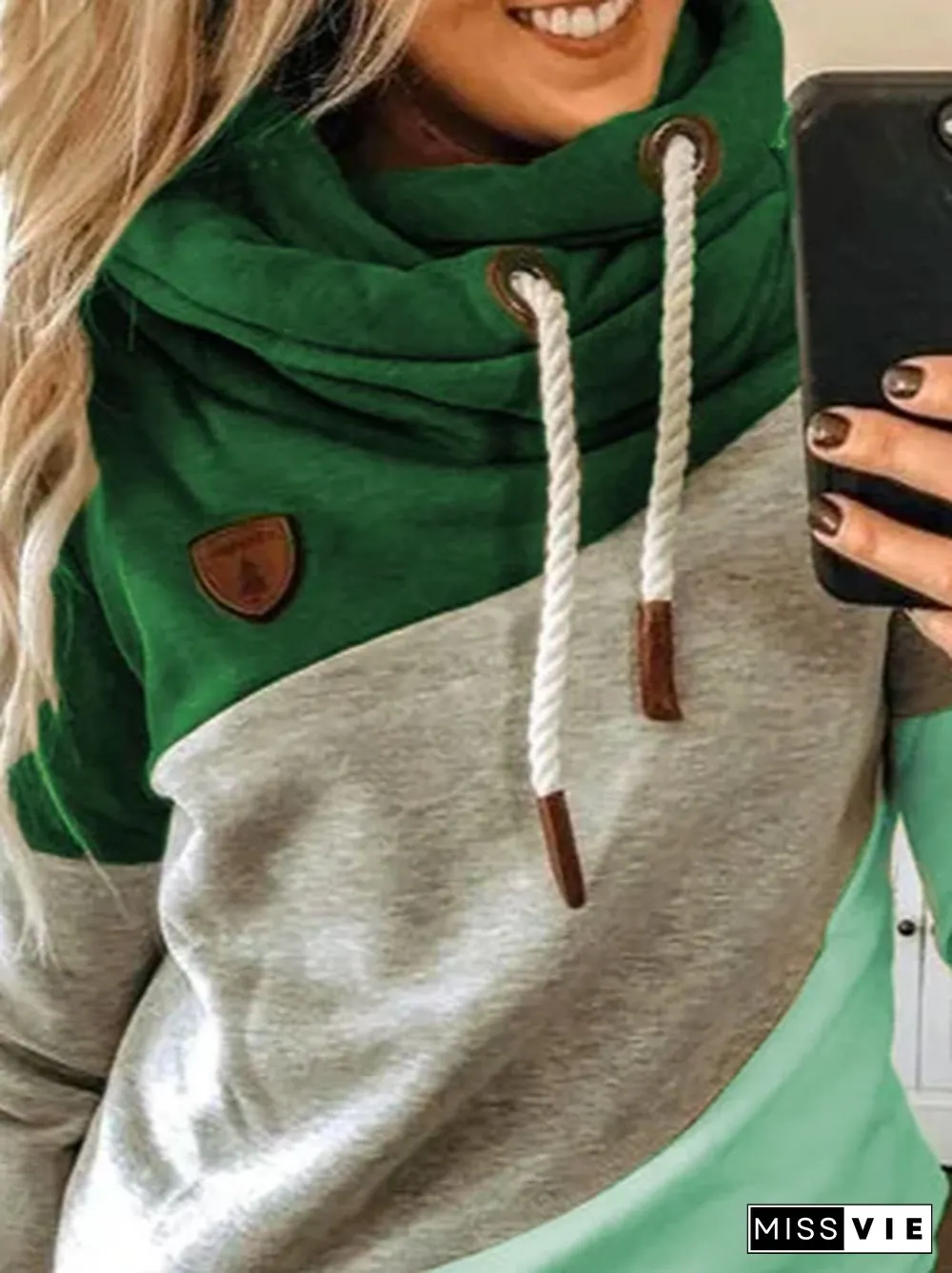 Green Long Sleeve Shift Sweatshirts