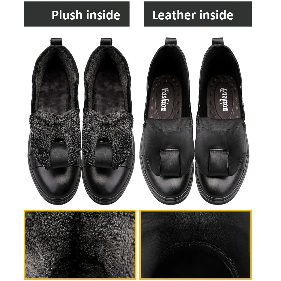 Warm Mens Winter Ankle Boots Genuine Leather Waterproof Rubber Snow Boots Leisure Retro Shoes for Men Big Size 48 Walker Peak