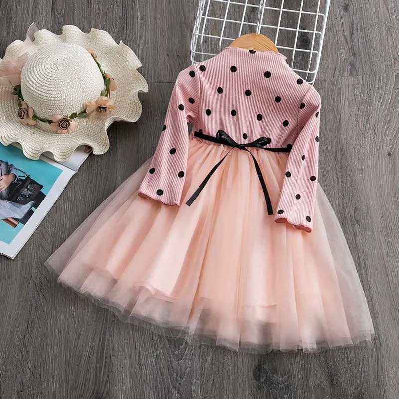 Baby Girls Dress Polka Dot Long Sleeves Girls Dress For Autumn Winter Casual Costume Birthday Party Dress Vestido Infantil 1 5T