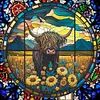 Animal Glass Painting - 11CT Stamped Cross Stitch 40*40cm/15.75*15.75in