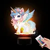 (US Local)Unicorn Diamond Painting Night Light Diamond Art Lamp Home Decoration (A)