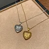 Retro Palace Style Brushed Heart Necklace Niche High-End Design Light Luxury Diamond Inlaid Exquisite Temperament Female Clavicle Necklace
