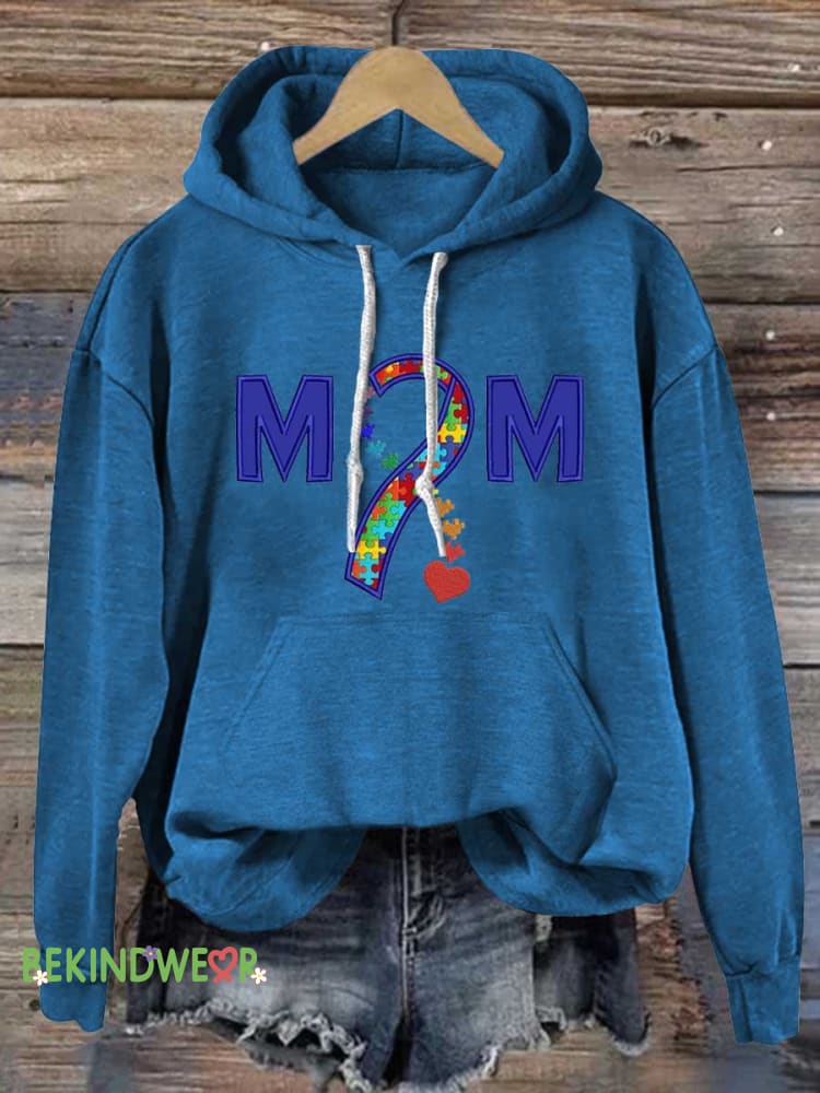 Autism MOM Autism Awareness Casual Hoodie Sweatshirt Blue / S