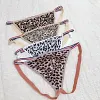 Sexy leopard print men's bag ice silk thong