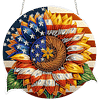 Diamond Painting Single-Sided Acrylic Sunflower and Flag Hanging Pendant Sun Catcher for Home Garden Wall Door