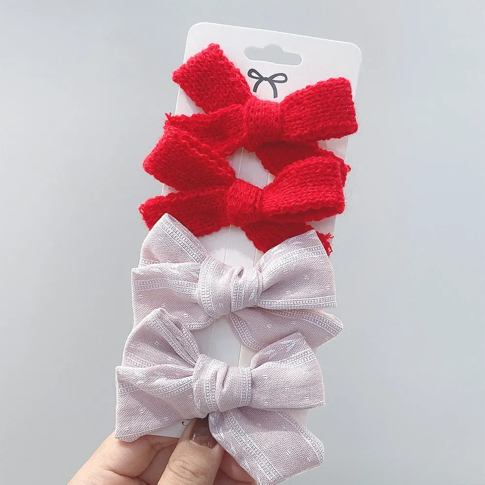 4Pcs/set 2021 New Leopard Print Hair Clips For Cute Girls BB Boutique Hairpins Bowknot Barrettes Headwear Kids Hair Acesssories