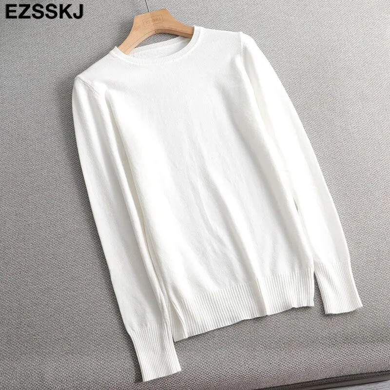 Autumn Winter O-NECK BASIC  Sweater pullovers Women 2021 Female  loose BOTTOM Sweater Pullover female