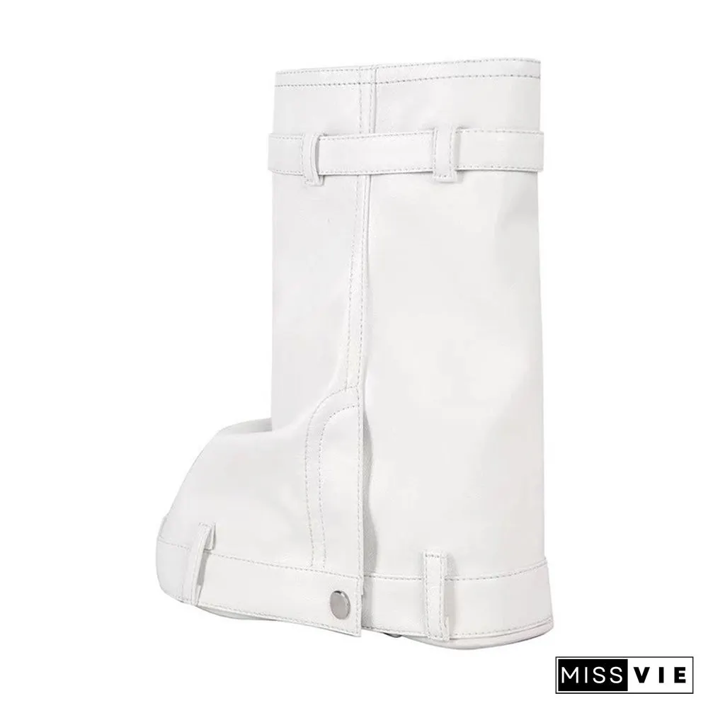 Fashion Fold Over Zipper PU Platform Boots