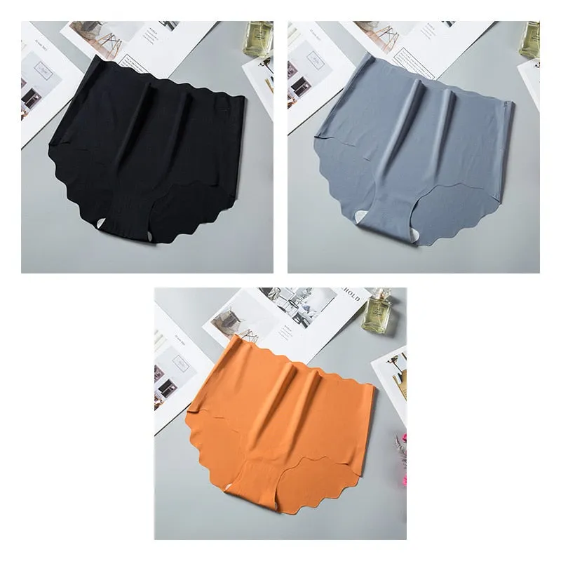 3pcs High Rise Seamless Panties For Woman Underwear Briefs Wave Solid Female Panties New Underwear Seamless Panties For Ladies