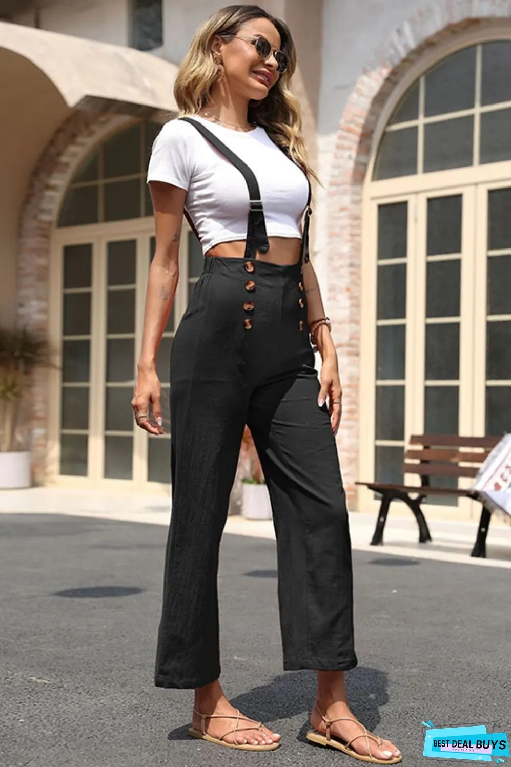 Adjustable Strap Straight Leg Overalls