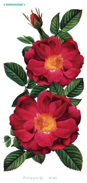 QC-671/20X10cm Long Colorful High Solution Body Art Purple Peony Flowers Circle Design Temporary Fake Flash Tatoo Sticker Taty