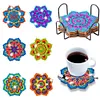 6Pcs/set Diamond Painting Mandala Coaster Cup Cushion with Rack Cup Pad Decor