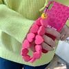 European and American high-grade rose red heart resin mobile phone lanyard ins style yellow smiley face anti-lost bracelet