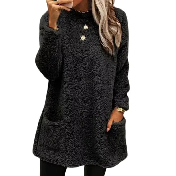 Brownm Long Sleeve Pocket Fleece Sweatshirt T-shirt Sweaters