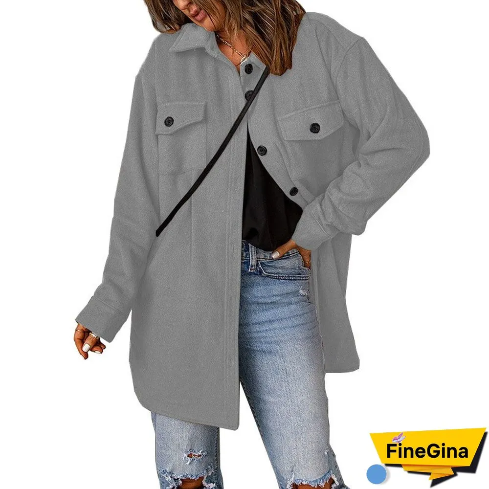 Fashion Corduroy Coat Women's Winter New Solid Color Single-breasted Casual Lapel Woolen Coat Women